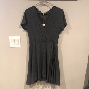 Women’s grey faux wrap dress